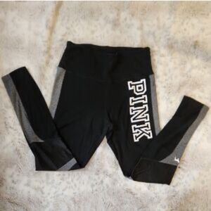 VS PINK || Black and Gray Leggings with Mesh Cutouts (M)